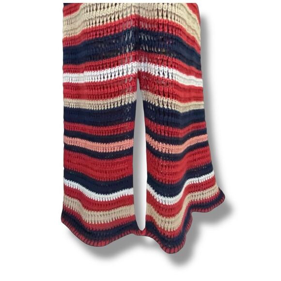 Vintage Y2K Penelope Rose Knit Striped Maxi Dress w/ Left Side Slit - Picture 11 of 12